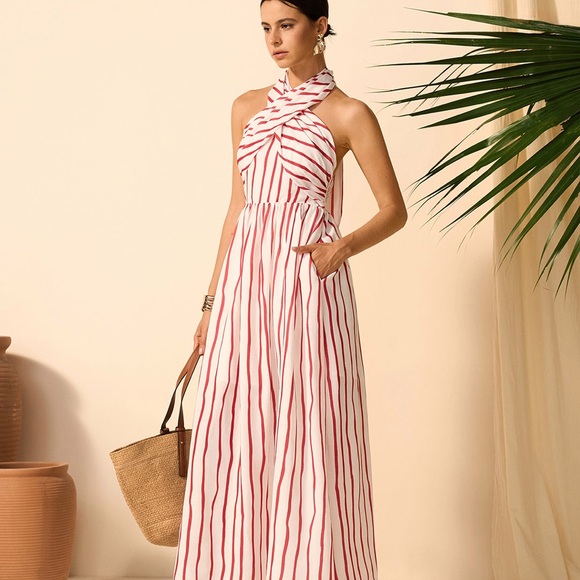 Commense Dresses & Skirts - Commense Red and White Striped Maxi Dress